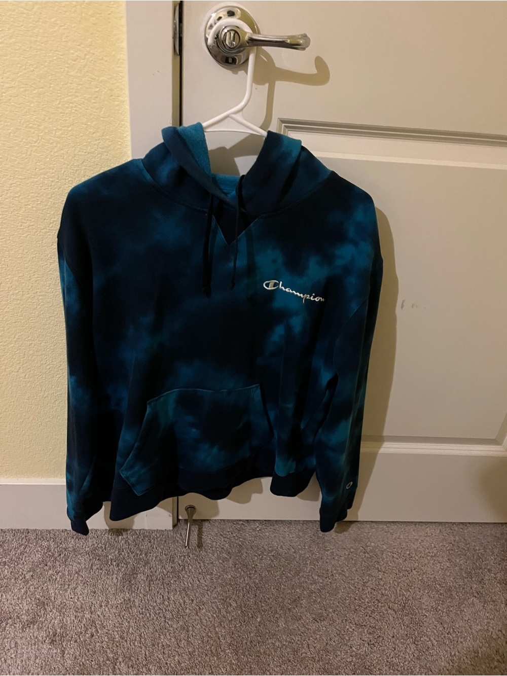 Champion Men’s Teal and Navy Tie-Dye Zip-Up Hoodie